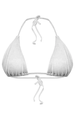 Silver Glitter Detail Triangle Bikini Top