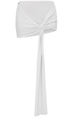 Silver Glitter Drape Front Mini Skirt