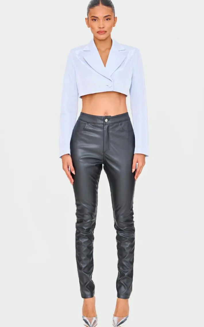 Silver Glitter Single Breasted Cropped Blazer