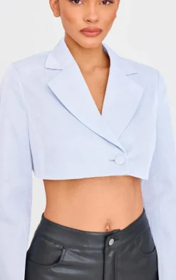 Silver Glitter Single Breasted Cropped Blazer