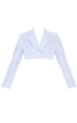 Silver Glitter Single Breasted Cropped Blazer