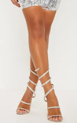 Silver Jewel Diamante Heel