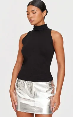 Silver Matte Metallic Faux Leather Mini Skirt