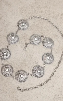 Silver Metal Disc Chain Belt