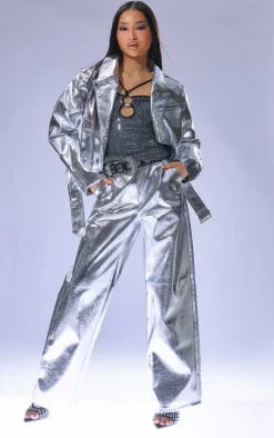 Silver Metallic Biker Jacket