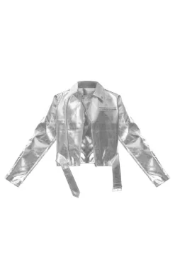 Silver Metallic Biker Jacket