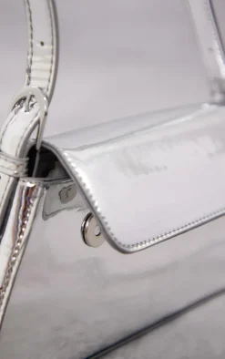 Silver Metallic Trapeze Shoulder Bag