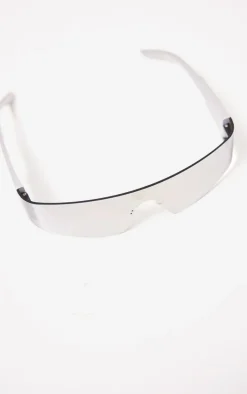Silver Mirrored Slim Visor Sunglasses