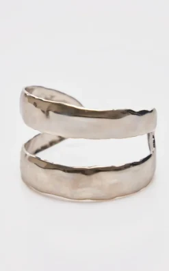 Silver Molten Double Cuff Bangle