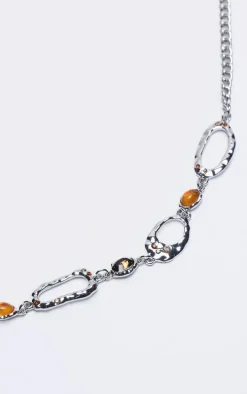 Silver Molten Jewel Belly Chain