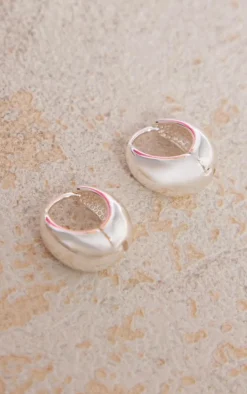 Silver Plated Drop Huggie Hoop Earrings