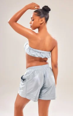 Silver Printed Bandeau Top