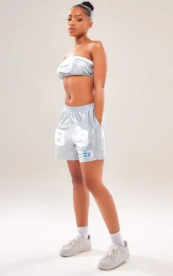 Silver Printed Bandeau Top