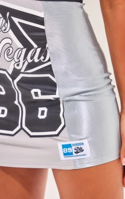 Silver Printed Halterneck Plunge Bodycon Dress