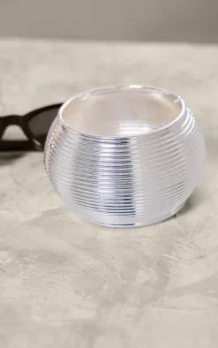Silver Rib Detail Bangle