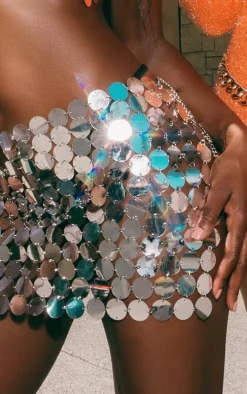 Silver Sequin Body Chain Skirt
