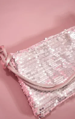 Silver Sequin Knot Handle Slouchy Shoulder Bag