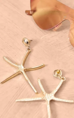 Silver Starfish Statement Earrings