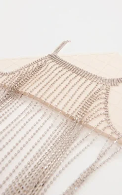 Silver Statement Diamante Tassel Body Chain