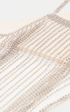 Silver Statement Diamante Tassel Body Chain