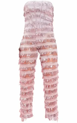 Silver Tassel Sequin Corset Bandeau Jumpsuit