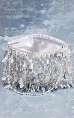 Silver Tassel Sequin Mini Handbag