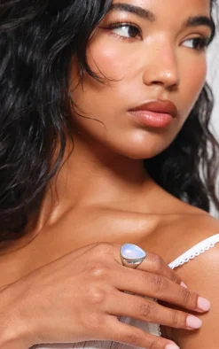 Silver Teardrop Jewel Ring