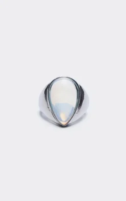 Silver Teardrop Jewel Ring