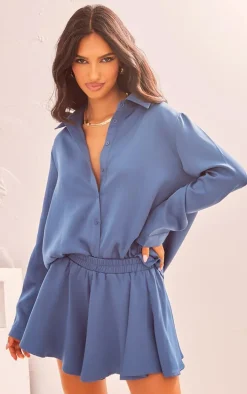 Slate Blue Woven Floaty Shorts