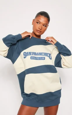 Slate Grey Athletics Graphic Contrast Sweater Dress