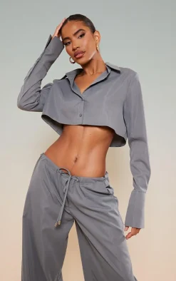Slate Grey Cropped Shirt