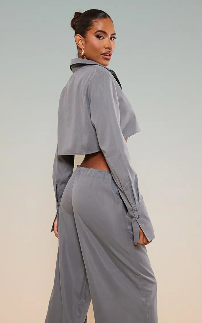 Slate Grey Cropped Shirt