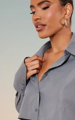 Slate Grey Cropped Shirt