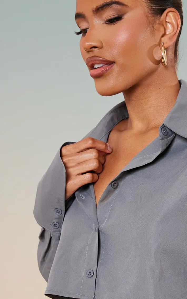 Slate Grey Cropped Shirt
