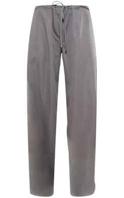 Slate Grey Oversized Drawstring Straight Leg Pants