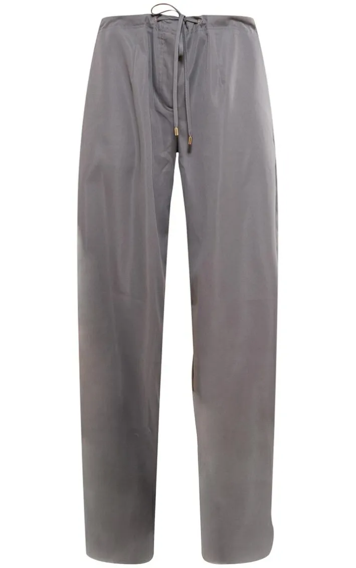 Slate Grey Oversized Drawstring Straight Leg Pants