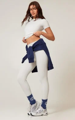 Slate Grey Sculpt Longline Short Sleeve Gym Top