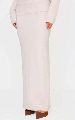 Slate Grey Soft Knit Foldover Maxi Skirt