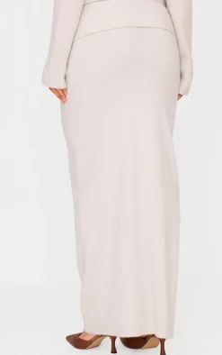 Slate Grey Soft Knit Foldover Maxi Skirt