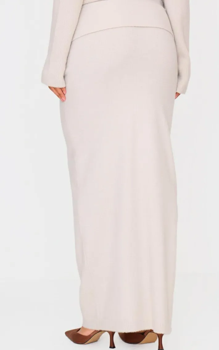 Slate Grey Soft Knit Foldover Maxi Skirt