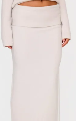 Slate Grey Soft Knit Foldover Maxi Skirt