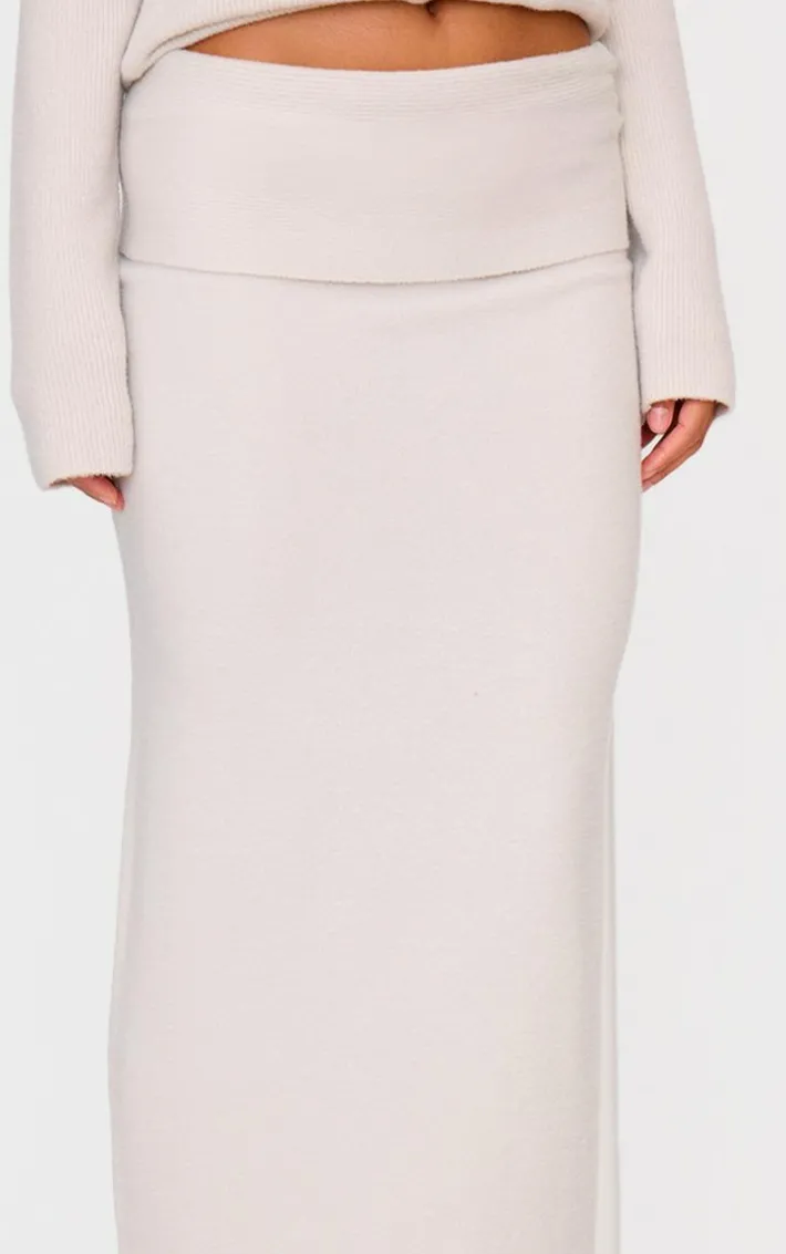 Slate Grey Soft Knit Foldover Maxi Skirt