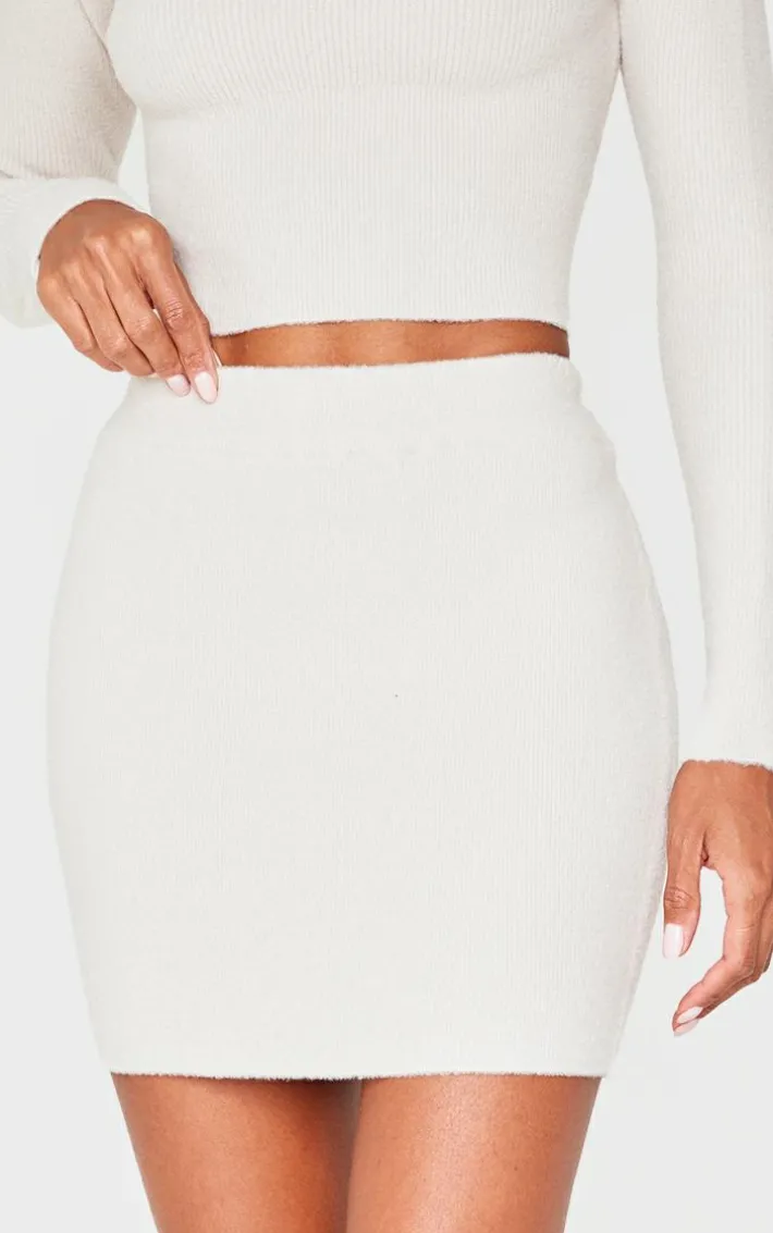 Slate Grey Soft Knit Mini Skirt