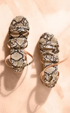 Snake Print PU Round Toe Espadrille Wedge Heeled Sandals