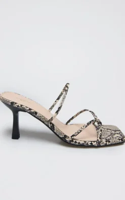 Snake PU Wide Fit Cross Over Strap Heeled Mules