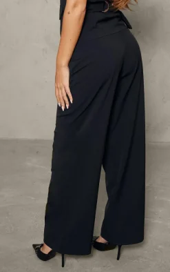 Soft Black Woven Wide Leg Pants