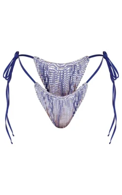 Steel Blue Sequin Tie Side Bikini Bottoms