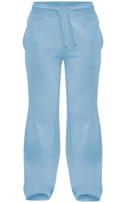 Steel Blue Smile Embossed Wide Leg Sweatpants