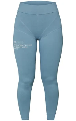 Steel Blue Stitch Detail Gym Leggings