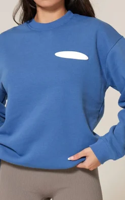 Steel Blue Studio Archive Mode Badge Oversized Sweatshirt